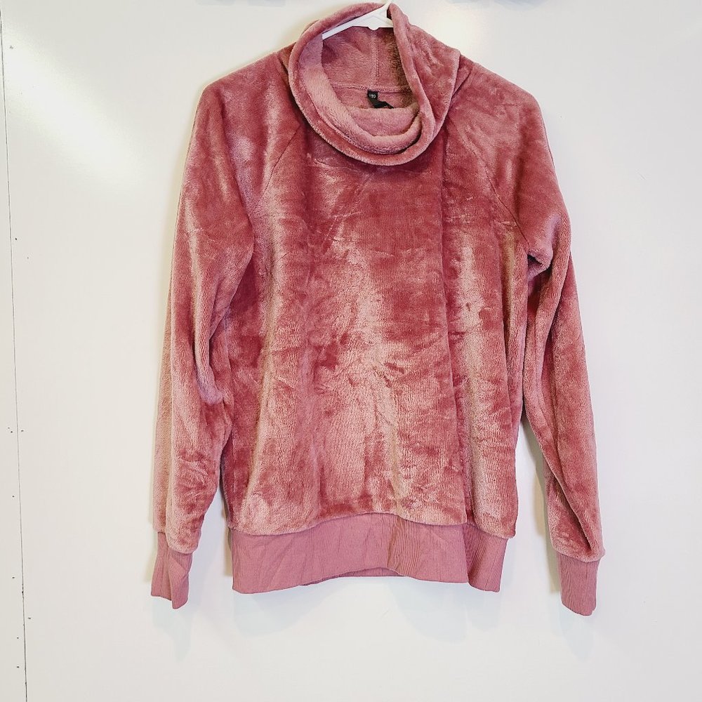 Gaiam Pullover Pink Fuzzy Turtleneck Sweatshirt Sweater Womens Extra Small